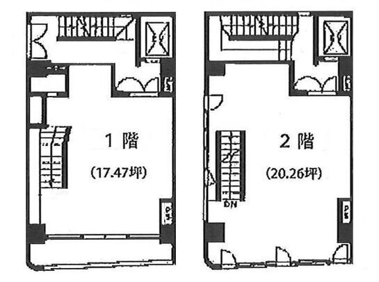 KURAUCHI BUILDING(倉内ビル) 1階~2階 平面図