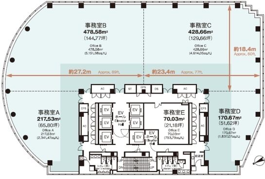 NBFプラチナタワー 2階201 平面図