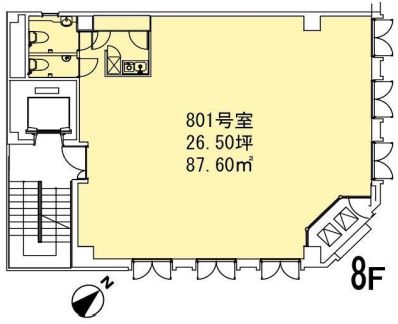 カーザ ベルソーレ 8階801 平面図