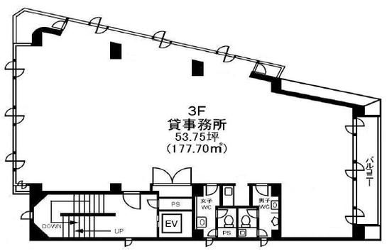 松濤栄光ビル（松涛栄光ビル） 3階 平面図