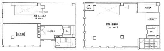 ULT目黒ビル 1階～2階 平面図