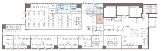 BuD square Takebashi(バドスクエア竹橋・Takebashi7内) 区画①5人区画 平面図