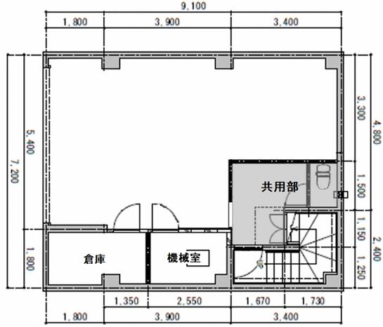 東京新宿亭ホテル 地下1階半地下 平面図