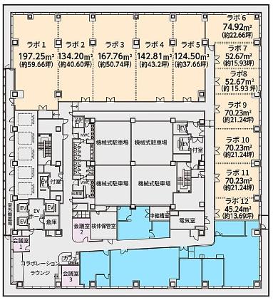 （仮称）三井リンクラボ横浜関内（BASEGATE横浜関内タワー6階） 6階・1号室 平面図