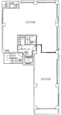 昭和ビル（飯田橋） 2階201+202 平面図