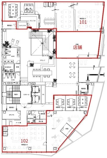 (仮称)X-BASE SHIBUYA(クロスベース渋谷) 1階101 平面図