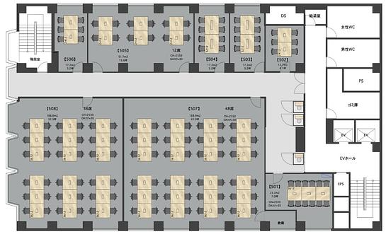 日本橋茅場町ワープ 5階507（501+502） 平面図