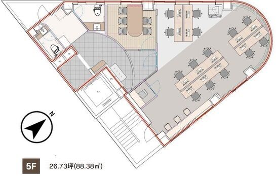 GLOWTHIA東日本橋(旧:サンブライト東日本橋ビル) 5階 平面図