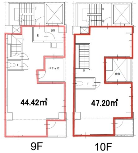 渋谷トーセイビル 9階~10階メゾネット 平面図