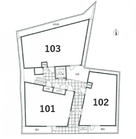 荒木町ガーデンズ 1階101 平面図