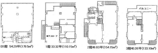 パームス西荻 地下1階~3階 平面図