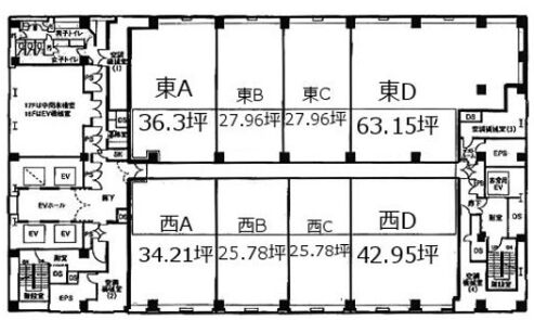 Tennozu Bay Tower(旧:シーフォートスクエア/センタービルディング) 7階西D 平面図