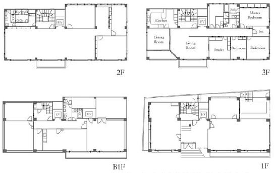 井門花房山ビル（旧：JESCO目黒ビル2） 地下1階～3階 平面図