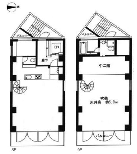 8×H BLDG.（エイトバイエイチ） 8階～9階 平面図
