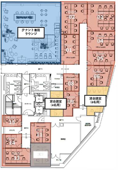 X-BASE SHIBUYA（クロスベース渋谷） B1F Room 13 平面図