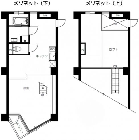 カーメルⅠ 3階303メゾネット 平面図