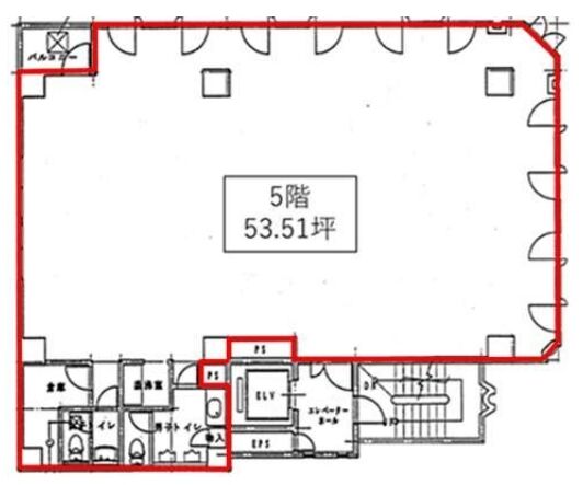 ITP本郷オフィス(旧:湯島村上ビル) 5階 平面図