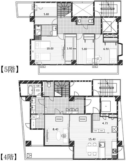 TQ蛎殻町（旧：BRICK GATE 日本橋蛎殻町） 4階～5階 平面図