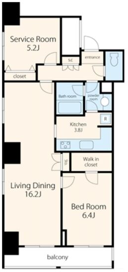 VORT銀座residence 11階1102 平面図