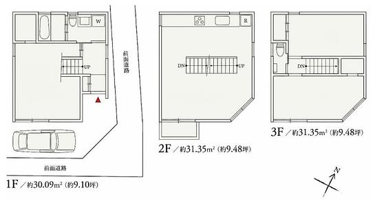 DUAL神宮前 1階～3階 平面図