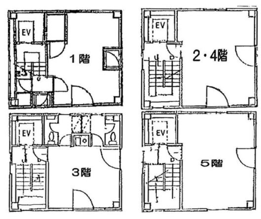 オルビス芝パークビル 1階～5階 平面図