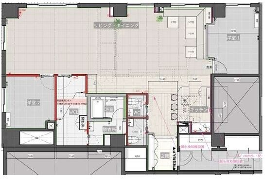 ONE SHINKAWA(旧:SHINKAWA EAST・新川イースト) 12階1202 平面図