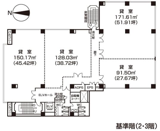 ツインビュー御茶の水 2階 平面図