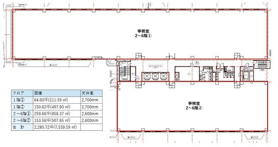 青山一丁目ビル 1階～6階 平面図