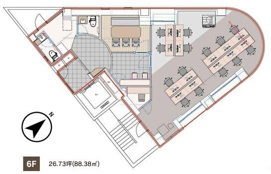 GLOWTHIA東日本橋（旧：サンブライト東日本橋ビル） 6階 平面図