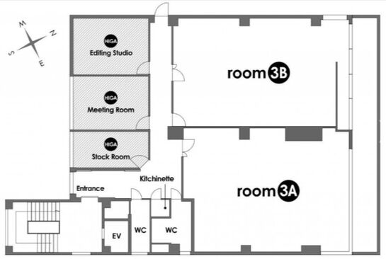 ルームス・ヒガ メインビルディング 3階A 平面図