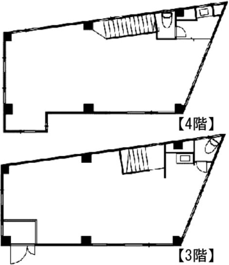 川本ビル 3階～4階ﾒｿﾞﾈｯﾄ 平面図