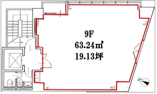 フォロス岩本町ビル 9階 平面図