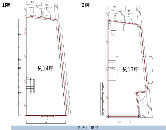 第一榮來ビル（ダイイチエイライビル） 1階～2階 平面図