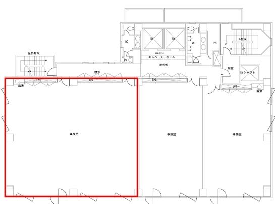 芝公園電気ビルディング 3階301+302 平面図