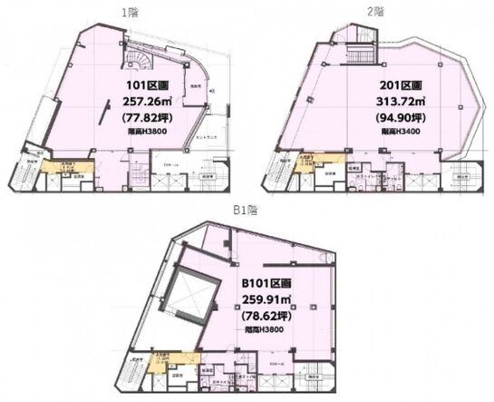 安与ビル 地下1階～2階 平面図