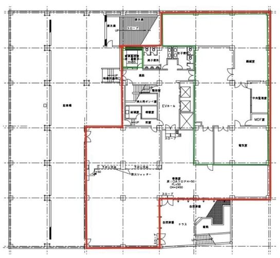 地下1階平面図(緑枠内は除外)