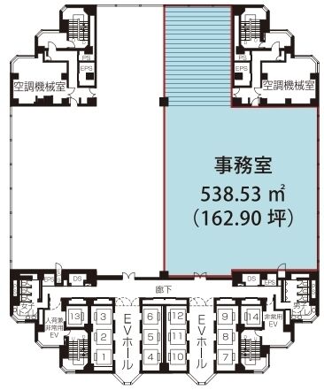 世田谷ビジネススクエアタワー 15階東 平面図