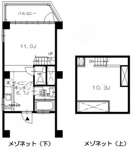 カーメルⅠ 4階403メゾネット 平面図
