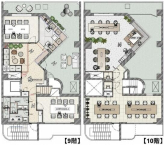 パシフィックスクエア九段南ビル 9階～10階 平面図