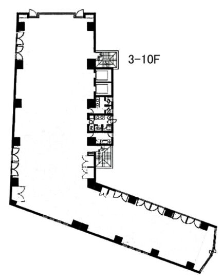 ACN田町ビル(旧:EDGE芝四丁目ビル、ユニゾ芝四丁目ビル) 2階 平面図