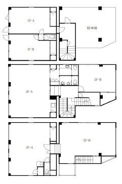 T3ビル 1階～3階 平面図