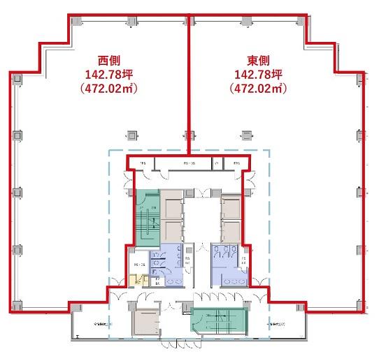 FOREFRONT TOWER Ⅱ（勝どき フォアフロントタワーⅡ） 12階西1201 平面図