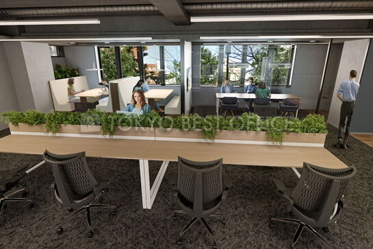 居室はスケルトン天井を基調としつつ窓際には会議室も設置可能（イメージ）