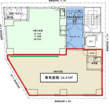 九段下SSTビル 4階 平面図