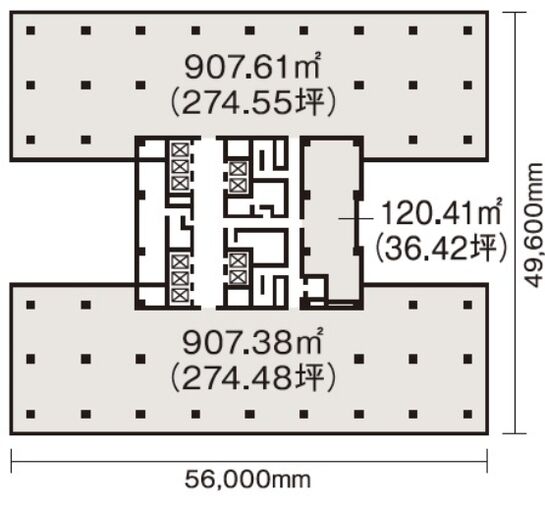 銀座6丁目-SQUARE（旧：日産自動車本社ビル本館） 16階1601 平面図