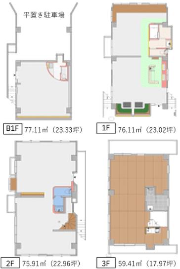メリッサ高輪台 地下1階～3階 平面図