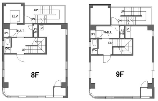 お茶の水サニービル 8階～9階ﾒｿﾞﾈｯﾄ 平面図