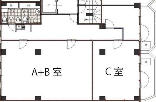 玉柳ビル(テシコ六番町ビル) 3階A+B 平面図
