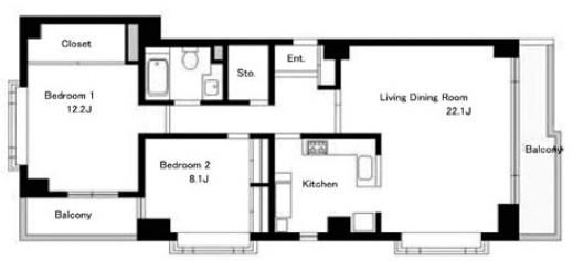池田山Kay&Kay west 2階202 平面図