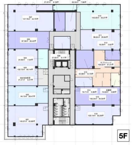 第35興和ビル(WAW赤坂第35興和ビル) 5階507(514) 平面図
